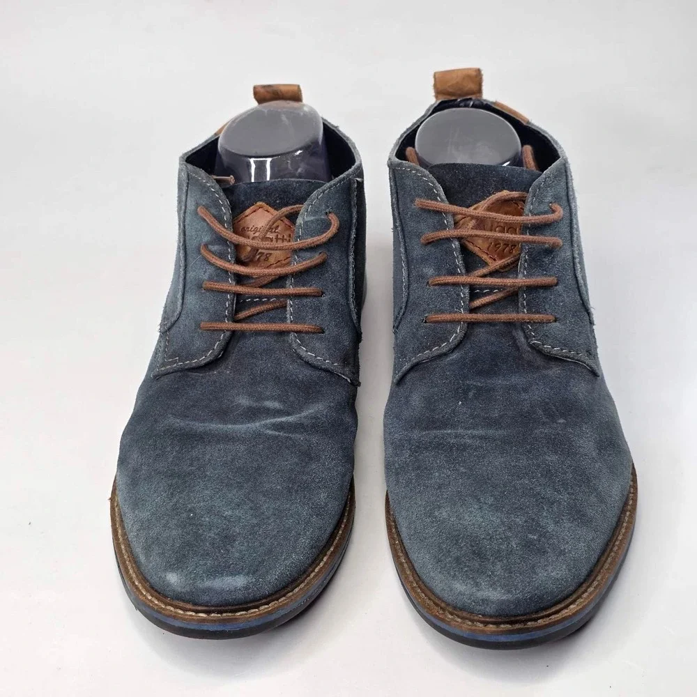 Bugatti Men's Oxford Dress Shoes Size 11 EU 44 Blue Teal Suede Lace Up Boots‎
